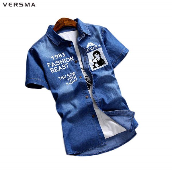 men's casual shirts versma 2021 summer camisa social masculina denim men dress shirt slim fit short sleeve cotton jeans for clothes, White;black
men's casual shirts versma 2021 summer camisa social masculina denim men dress shirt slim fit short sleeve cotton jeans for clothes, White;black