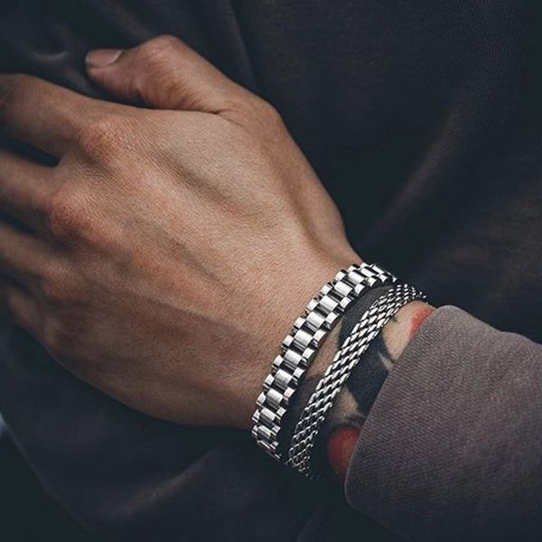 metal watchband style solid stainless steel bracelet for men link chain brackelts brazalet male jewelry tone, Black
metal watchband style solid stainless steel bracelet for men link chain brackelts brazalet male jewelry tone, Black
