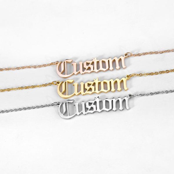 fashion letter words custom stainless steel necklace factory wholesale numerals old english style personality jewelry gift, Silver
fashion letter words custom stainless steel necklace factory wholesale numerals old english style personality jewelry gift, Silver