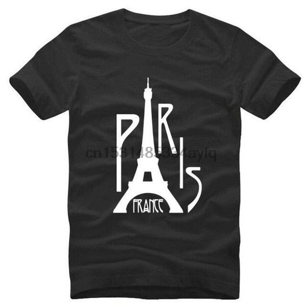 eiffel tower france paris black short sleeve men's t-shirt size s-3xl