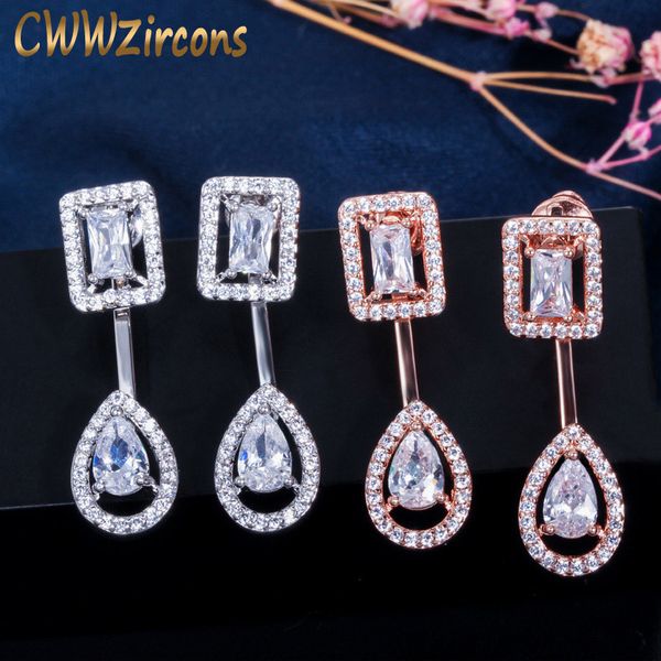 cwwzircons brand fashion square and water drop cubic zirconia rose gold color drop earrings for ladies jewelry accessories cz450, Silver
cwwzircons brand fashion square and water drop cubic zirconia rose gold color drop earrings for ladies jewelry accessories cz450, Silver