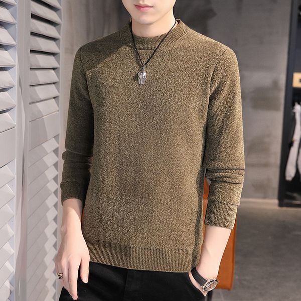 2020 autumn men's fleece bottoming sweater youth slim chenille casual sweater, White;black
2020 autumn men's fleece bottoming sweater youth slim chenille casual sweater, White;black