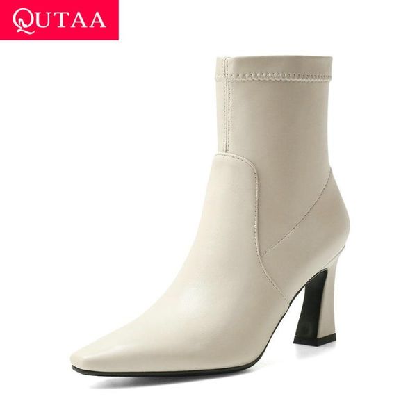 qutaa 2021 pu leather autumn winter ankle boots pointed toe women shoes square high heel zipper short boots big size 34-43, Black
qutaa 2021 pu leather autumn winter ankle boots pointed toe women shoes square high heel zipper short boots big size 34-43, Black