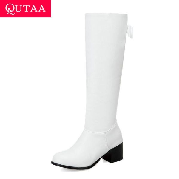 boots qutaa 2021 pu leather square heel knee high autumn winter round toe fashion butterfly-knot zipper women shoes size 34-43, Black
boots qutaa 2021 pu leather square heel knee high autumn winter round toe fashion butterfly-knot zipper women shoes size 34-43, Black