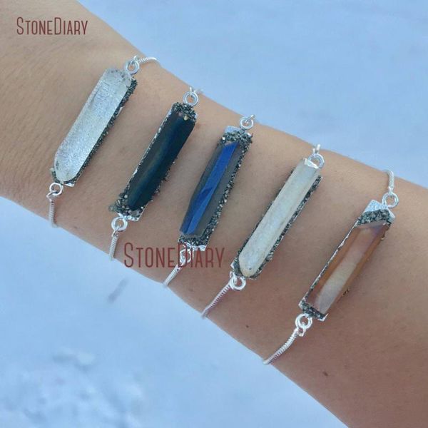 assorted color titanium aura crystal quartz bar bracelet silver plated adjustable rainbow quartz bracelet for women bm11272, Black
assorted color titanium aura crystal quartz bar bracelet silver plated adjustable rainbow quartz bracelet for women bm11272, Black