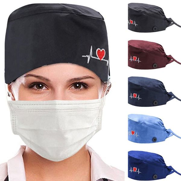 heart embroidery scrub cap with button mask holder sweatband working tie back bouffant hat, Blue;gray
heart embroidery scrub cap with button mask holder sweatband working tie back bouffant hat, Blue;gray