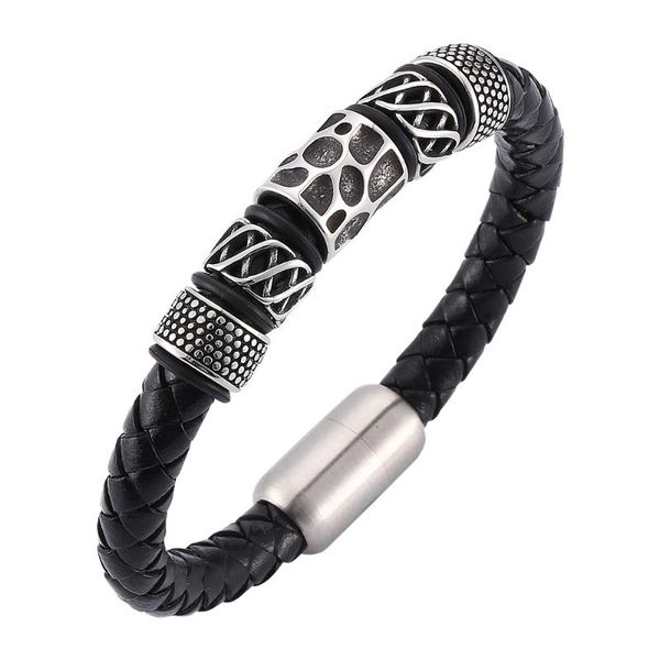 charm bracelets fashion business men's woven black leather bracelet stainless steel magnetic buckle creative simple 7-sp0090, Golden;silver
charm bracelets fashion business men's woven black leather bracelet stainless steel magnetic buckle creative simple 7-sp0090, Golden;silver