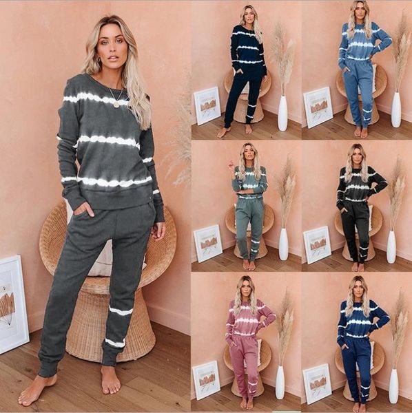 2020 spring and autumn women's long-sleeved trousers striped tie-dye gradient pajamas home service, Gray
2020 spring and autumn women's long-sleeved trousers striped tie-dye gradient pajamas home service, Gray