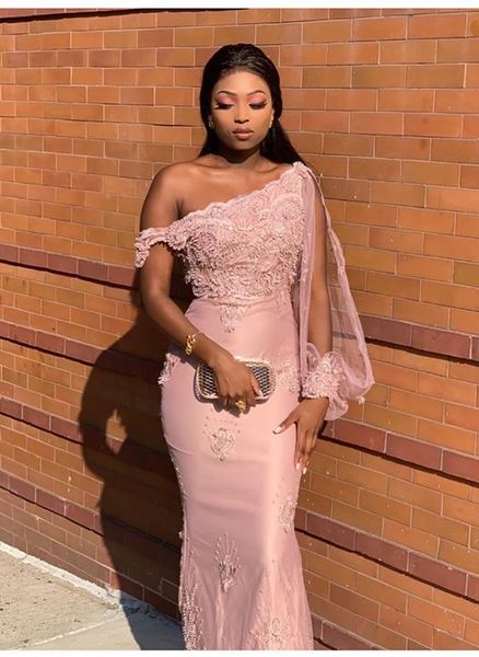 pink one-shoulder mermaid evening dress elegant formal dress long sleeves prom dress lace party gowns vintage appliqued, Black
pink one-shoulder mermaid evening dress elegant formal dress long sleeves prom dress lace party gowns vintage appliqued, Black