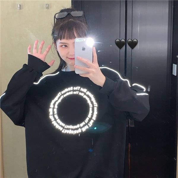 марочных светоотражающих женщины top sweatersweater свитер весной и осенью свободный корейский стиль ins ленивого стиля бфа тонких верхнего, Black
марочных светоотражающих женщины top sweatersweater свитер весной и осенью свободный корейский стиль ins ленивого стиля бфа тонких верхнего, Black