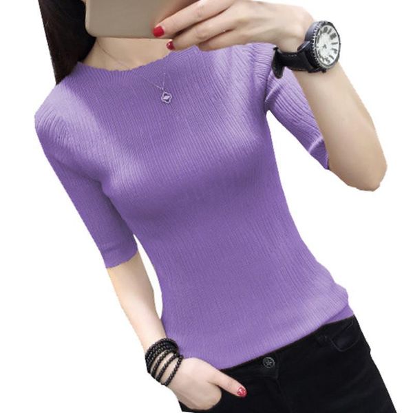 korean style women summer sweater women's round neck half sleeve sweater slim korean wind elastic sweat plus size zy3230, White;black
korean style women summer sweater women's round neck half sleeve sweater slim korean wind elastic sweat plus size zy3230, White;black