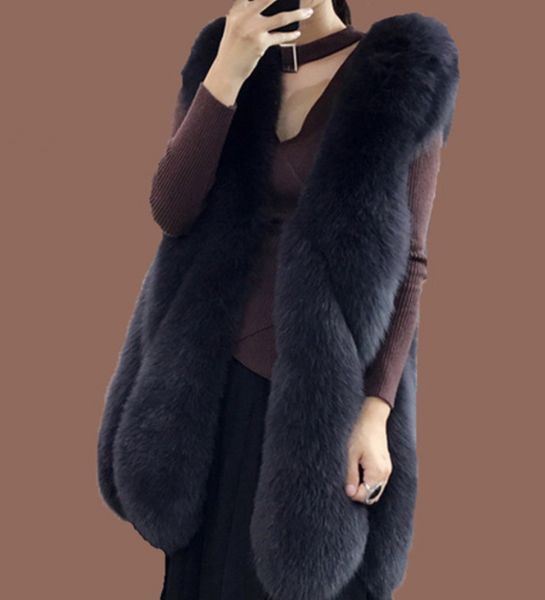 new winter women korean faux fox fur coat luxury overcoat thick warm female fake fur plush open stitch mid-long vests, Black
new winter women korean faux fox fur coat luxury overcoat thick warm female fake fur plush open stitch mid-long vests, Black