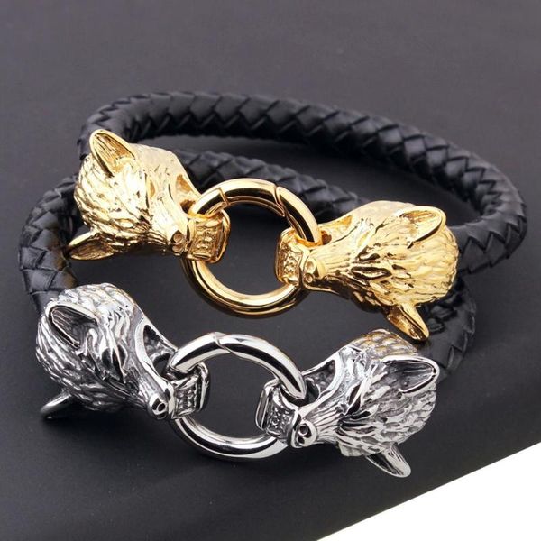 22cm long cool punk men bracelets braided genuine leather 316l stainless steel wolf bracelet jewelry friendship, Golden;silver
22cm long cool punk men bracelets braided genuine leather 316l stainless steel wolf bracelet jewelry friendship, Golden;silver
