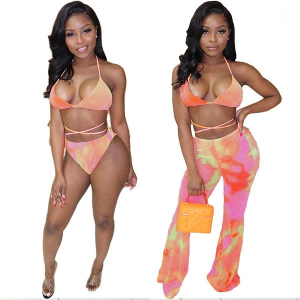 women swimwear sheer mesh women bathing suits slim flare pants fashion tie dye bikinis summer fashion, White;black
women swimwear sheer mesh women bathing suits slim flare pants fashion tie dye bikinis summer fashion, White;black