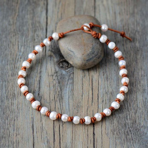 pendant necklaces 2021 handmade choker vintage brown color genuine leather cord freshwater pearl beaded necklace knot white, Silver
pendant necklaces 2021 handmade choker vintage brown color genuine leather cord freshwater pearl beaded necklace knot white, Silver