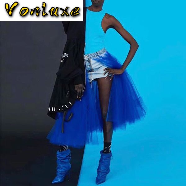 skirts runway women midi jeans tutu tulle splice mesh ball gown fashion designer luxury denim skirt female, Black
skirts runway women midi jeans tutu tulle splice mesh ball gown fashion designer luxury denim skirt female, Black