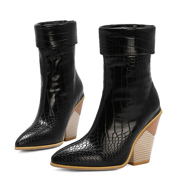 lucyever women pu leather ankle boots fashion pointed toe thick high heels western boots woman autumn winter plus size 34-48, Black
lucyever women pu leather ankle boots fashion pointed toe thick high heels western boots woman autumn winter plus size 34-48, Black