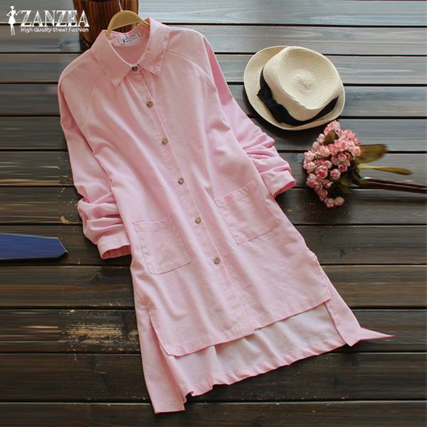 women's blouses & shirts elegant autumn irregular womens blouse 2021 zanzea casual lapel button down long female work blusas plus size, White
women's blouses & shirts elegant autumn irregular womens blouse 2021 zanzea casual lapel button down long female work blusas plus size, White
