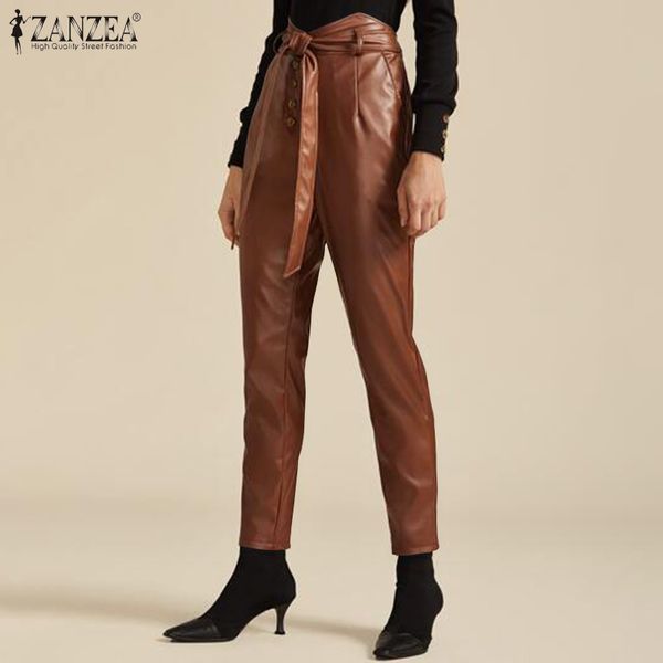fashion pu leather pants women's autumn trousers zanzea casual elastic waist long pantalon palazzo female solid turnip plus size, Black;white
fashion pu leather pants women's autumn trousers zanzea casual elastic waist long pantalon palazzo female solid turnip plus size, Black;white