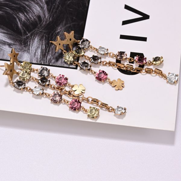 d family colorful crystal tassel star earrings women's super fairy long earrings elegant women's internet popular advanced earring, White
d family colorful crystal tassel star earrings women's super fairy long earrings elegant women's internet popular advanced earring, White