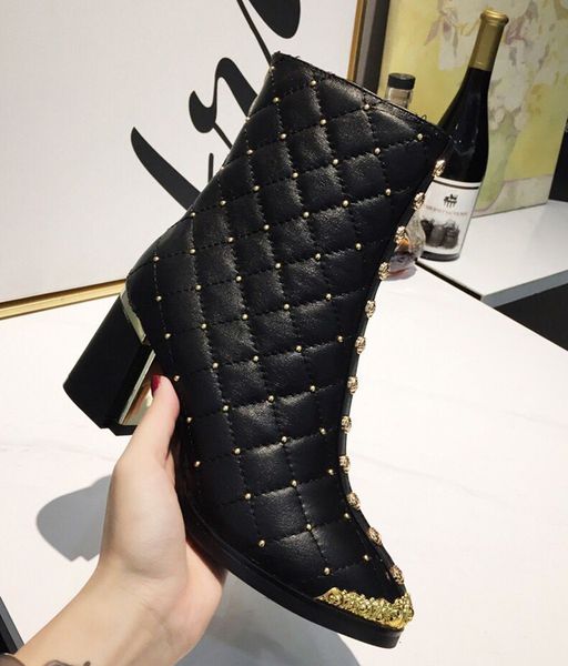 women ankle boots pointed toe high heels zipper square heel ladies f short boots women shose size 34-40, Black
women ankle boots pointed toe high heels zipper square heel ladies f short boots women shose size 34-40, Black