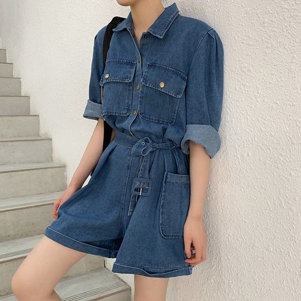 vintage fashion streetwear women playsuits korean loose summer denim bodysuits 2020 chic pockets sashes jumpsuits women clothing, Black;white
vintage fashion streetwear women playsuits korean loose summer denim bodysuits 2020 chic pockets sashes jumpsuits women clothing, Black;white