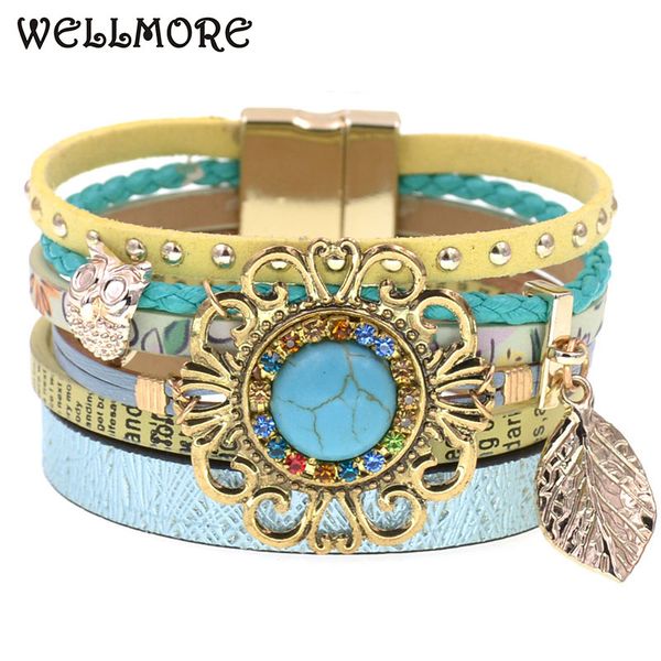 tennis women bracelet wrap for bohemia leather magnetic buckle fashion female jewelry, Golden;silver
tennis women bracelet wrap for bohemia leather magnetic buckle fashion female jewelry, Golden;silver
