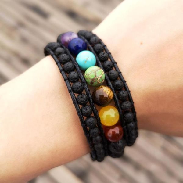 women 7 chakra wrist bracelet onyx lava stone braided rope wrap bracelets handmade bohemian bracelet jewelry wholesale, Golden;silver
women 7 chakra wrist bracelet onyx lava stone braided rope wrap bracelets handmade bohemian bracelet jewelry wholesale, Golden;silver