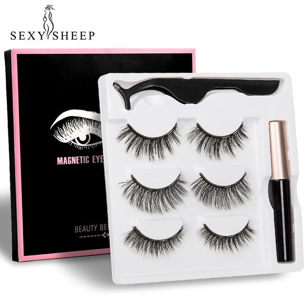 3pair 5 magnet eyelash magnetic liquid eyeliner magnetic false eyelashes tweezer set waterproof long lasting eyelash extension