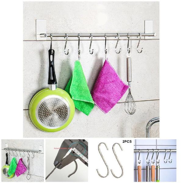 hooks & rails 2 pcs s-shape hook kitchen railing s hanger clasp holder stainless steel for hanging clothes handbag lxy9
hooks & rails 2 pcs s-shape hook kitchen railing s hanger clasp holder stainless steel for hanging clothes handbag lxy9