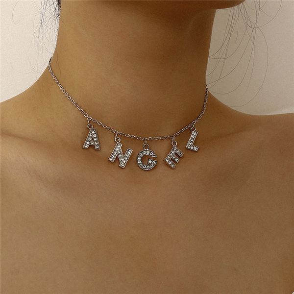 letter crystal angel necklace angel sweet rhinestone choker couple gift pendant women jewelry, Silver
letter crystal angel necklace angel sweet rhinestone choker couple gift pendant women jewelry, Silver