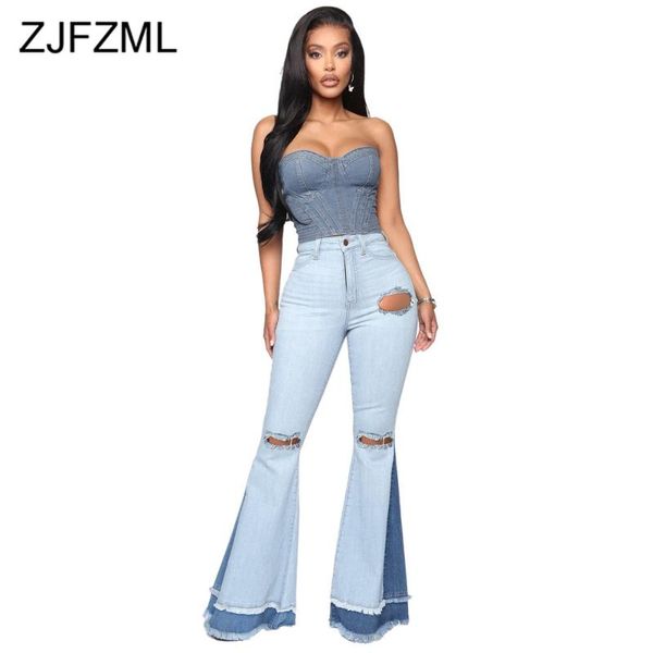 fashion hollow out hole ripped jeans for women high waist color block patchwork denim trouser autumn stretch slim fit flare pant, Blue
fashion hollow out hole ripped jeans for women high waist color block patchwork denim trouser autumn stretch slim fit flare pant, Blue