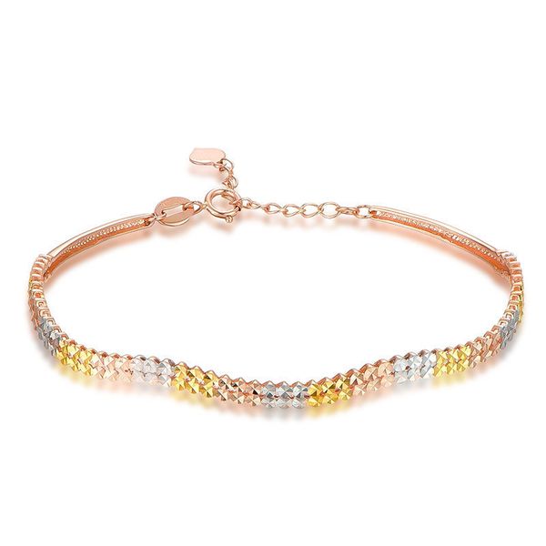 solid au750 gold bracelet women water ripple bracelet 4.09g, Black