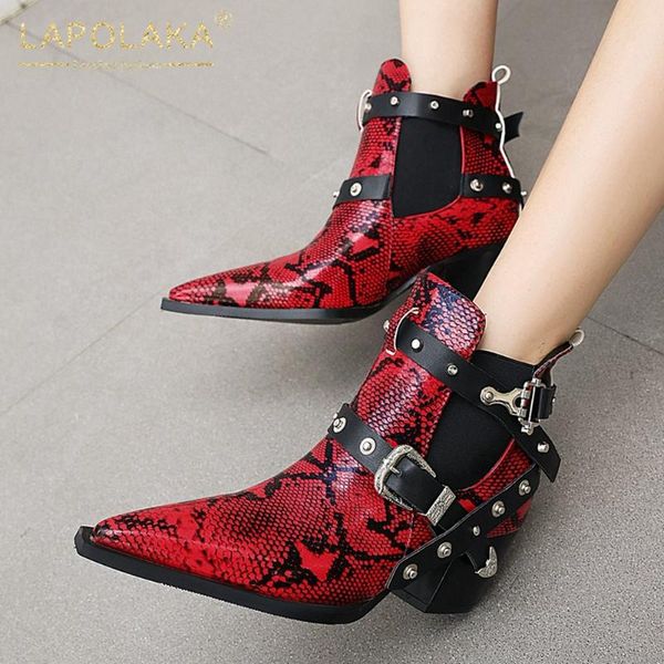 lapolaka new arrivals ankle boots women shoes snake print buckle strap pointed toe thick heels shoes ladies boots, Black
lapolaka new arrivals ankle boots women shoes snake print buckle strap pointed toe thick heels shoes ladies boots, Black