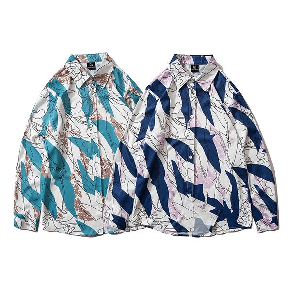 men's casual shirts men printed long sleeve vintage high streetwear fall printing shirt retro male, White;black
men's casual shirts men printed long sleeve vintage high streetwear fall printing shirt retro male, White;black