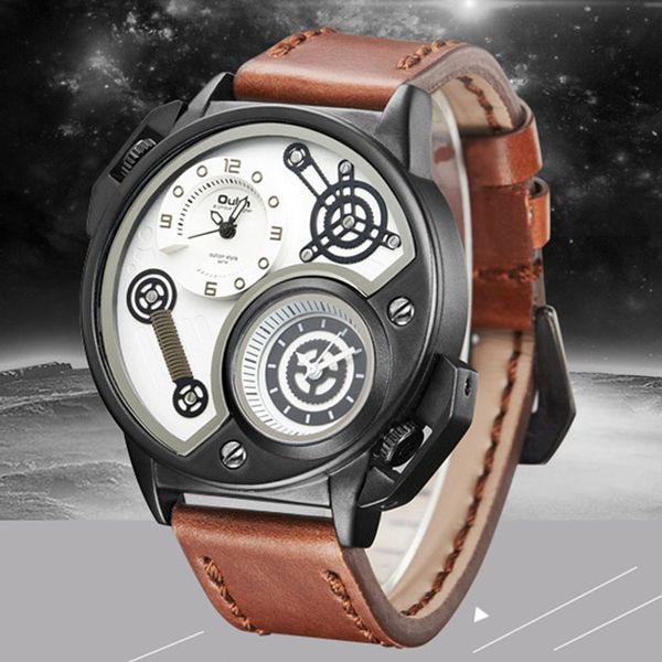 wristwatches oulm arrive unique design male quartz watch two time zone sports men's watches pu leather casual men wristwatch, Slivery;brown
wristwatches oulm arrive unique design male quartz watch two time zone sports men's watches pu leather casual men wristwatch, Slivery;brown