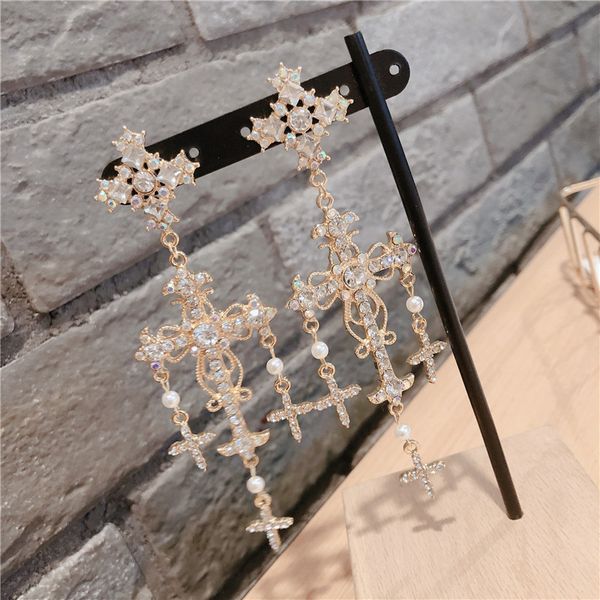 shiny side new accessories crystal cross stud earrings for women simple style gift long tassel earrings, Golden;silver
shiny side new accessories crystal cross stud earrings for women simple style gift long tassel earrings, Golden;silver