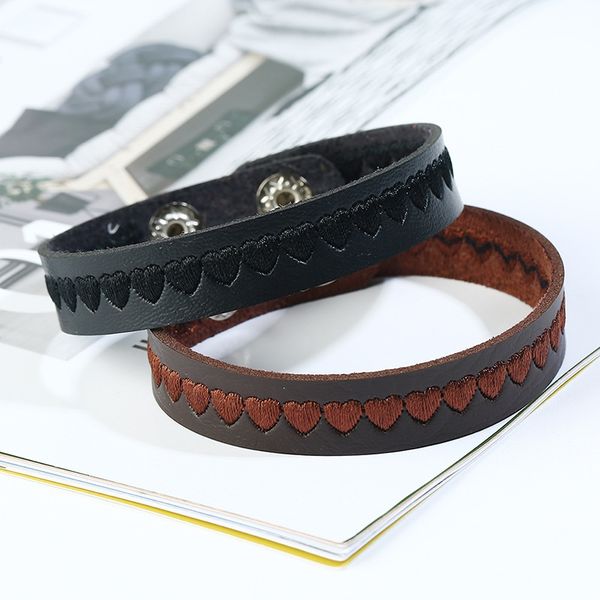 new leather bracelet computer embroidered peach heart bracelet simple men women bracelets fashion jewelry accessories, Golden;silver
new leather bracelet computer embroidered peach heart bracelet simple men women bracelets fashion jewelry accessories, Golden;silver