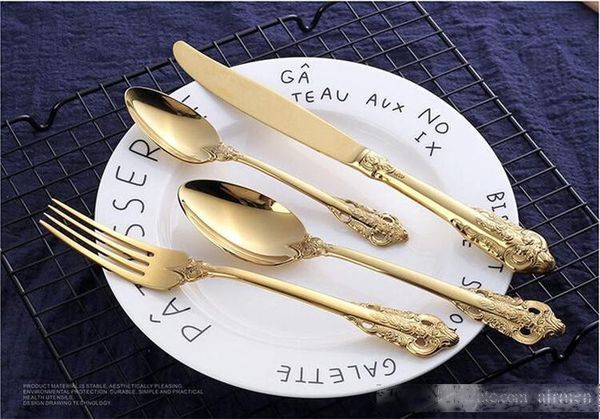 high-grade retro flatware set silver and gold stainless steel cutlery set knife fork spoon 5-piece dinnerware set tableware sets
high-grade retro flatware set silver and gold stainless steel cutlery set knife fork spoon 5-piece dinnerware set tableware sets