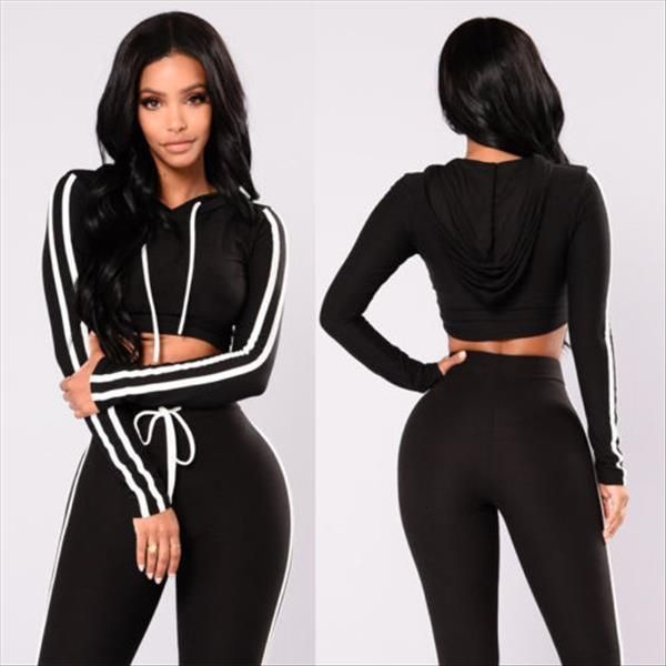 canis women 2pcs tracksuit long sleeve short hoodies sweatshirt & pants sets legging wear casual suits, Black
canis women 2pcs tracksuit long sleeve short hoodies sweatshirt & pants sets legging wear casual suits, Black