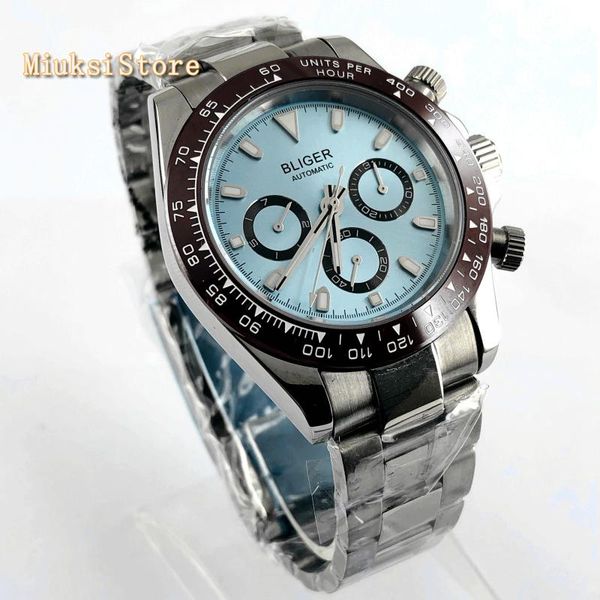 wristwatches bliger 39mm mens mechanical sport watch sapphire glass silver case blue dial ceramic bezel automatic watches, Slivery;brown
wristwatches bliger 39mm mens mechanical sport watch sapphire glass silver case blue dial ceramic bezel automatic watches, Slivery;brown