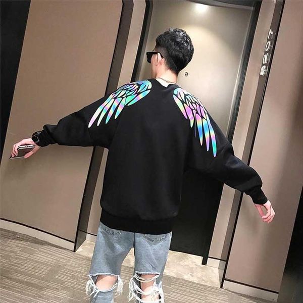 ins grilfriend oversize long sleeves couple clothes reflective wing print harajuku sweatershirts men women fashion, Black
ins grilfriend oversize long sleeves couple clothes reflective wing print harajuku sweatershirts men women fashion, Black
