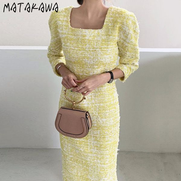 casual dresses matakawa slim long split tweed vestido feminino korean chic french retro square neck women dress, Black;gray
casual dresses matakawa slim long split tweed vestido feminino korean chic french retro square neck women dress, Black;gray