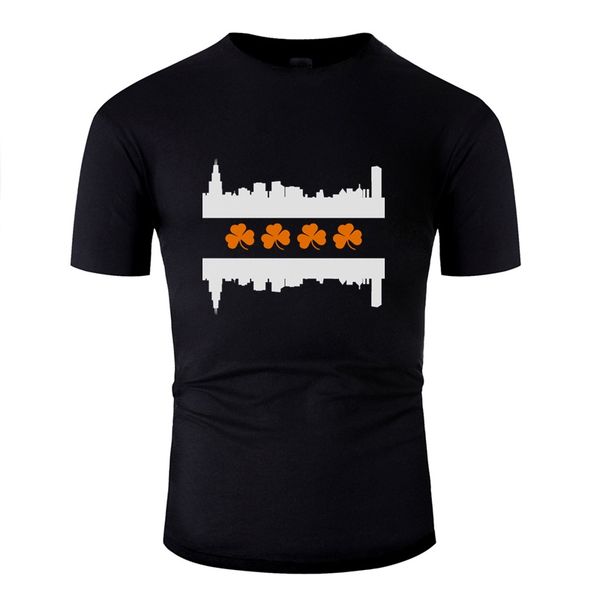 print irish chicago flag skyline st patricks day tshirt men cotton men's t-shirts 2020 plus size s-5xl