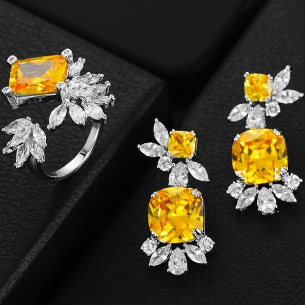 siscathy luxury exquisite candy yellow earrings ring cubic zirconia wedding female wedding jewelry sets accessories high quality, Silver
siscathy luxury exquisite candy yellow earrings ring cubic zirconia wedding female wedding jewelry sets accessories high quality, Silver