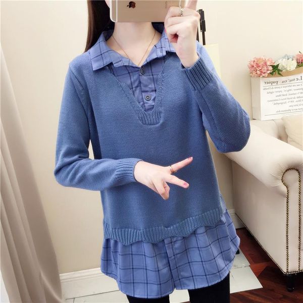 spring autumn style fake two-piece knitted sweater pullover lady casual turn-down collar long sleeve knitted pullover zz1000, White;black
spring autumn style fake two-piece knitted sweater pullover lady casual turn-down collar long sleeve knitted pullover zz1000, White;black