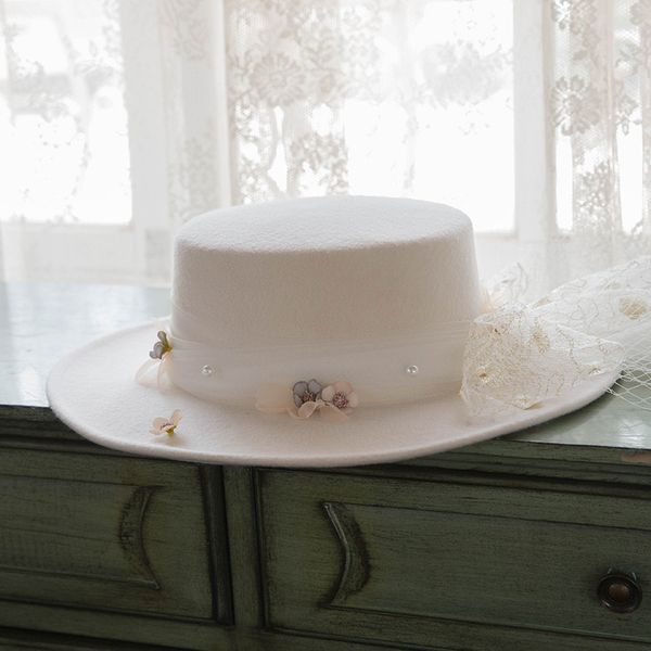 high end women autumn wool felt jazz hat flat wide brim fedoras vintage white pure wool pillbox flower mesh wedding party hat, Blue;gray
high end women autumn wool felt jazz hat flat wide brim fedoras vintage white pure wool pillbox flower mesh wedding party hat, Blue;gray