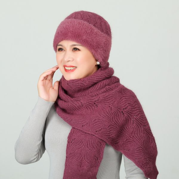 hair middle and age women's knitted thick cap scarf winter protection bucket hat neckerchief warm mum's bonnet mother cap, Blue;gray 
hair middle and age women's knitted thick cap scarf winter protection bucket hat neckerchief warm mum's bonnet mother cap, Blue;gray