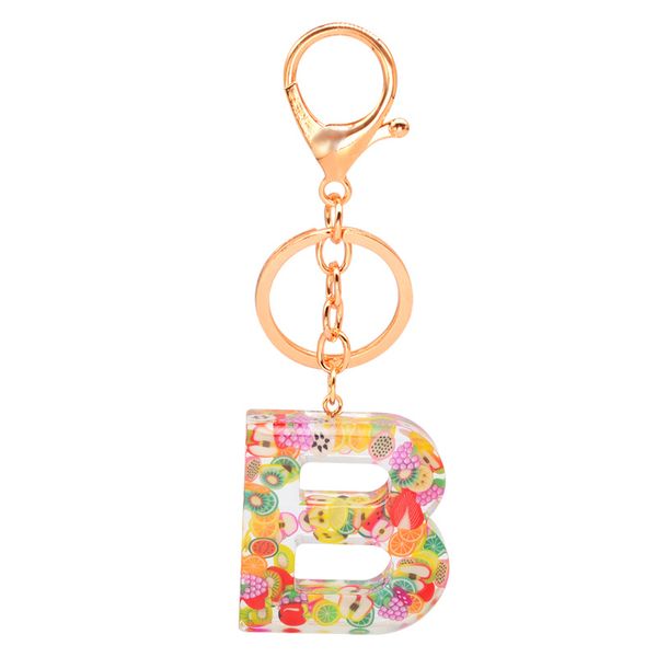 

Handmade Womens Gold Plated 26 Resin Fruits Capital Letters Keychain Key Chain