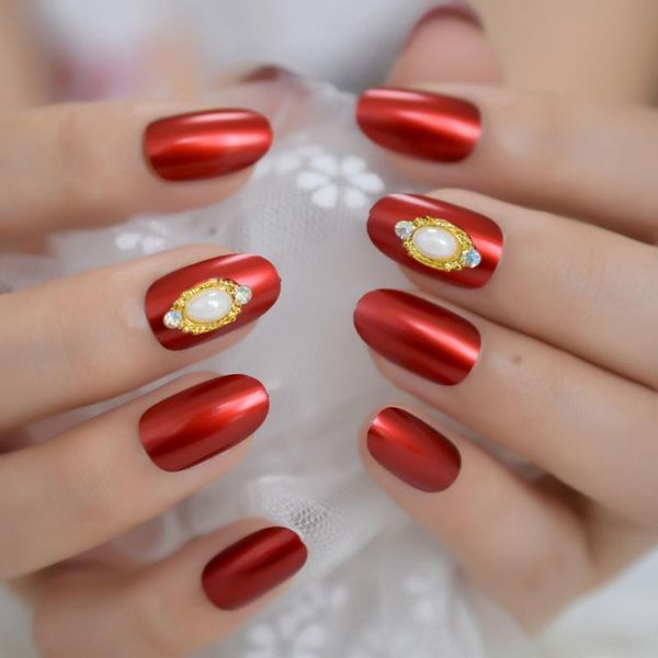 red metallic false nail metal oval press on full cover fake nails art tips 3d gems pear decora options office daily wear, Red;gold
red metallic false nail metal oval press on full cover fake nails art tips 3d gems pear decora options office daily wear, Red;gold